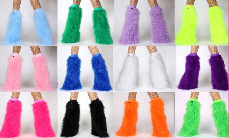   Fluffly Leg Warmers Custom Colour Rave Raver Cyber Punk Emo Kandi Boot