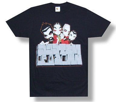   DOWN   CARTOON BAND PORTRAIT BLACK T SHIRT   NEW ADULT X SMALL XS