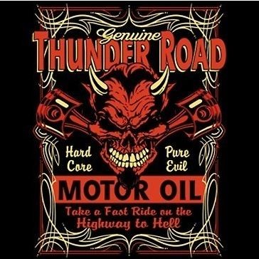 HOT ROD RACING T SHIRT THUNDER ROAD MOTOR OIL Biker RIDER SKULL T 