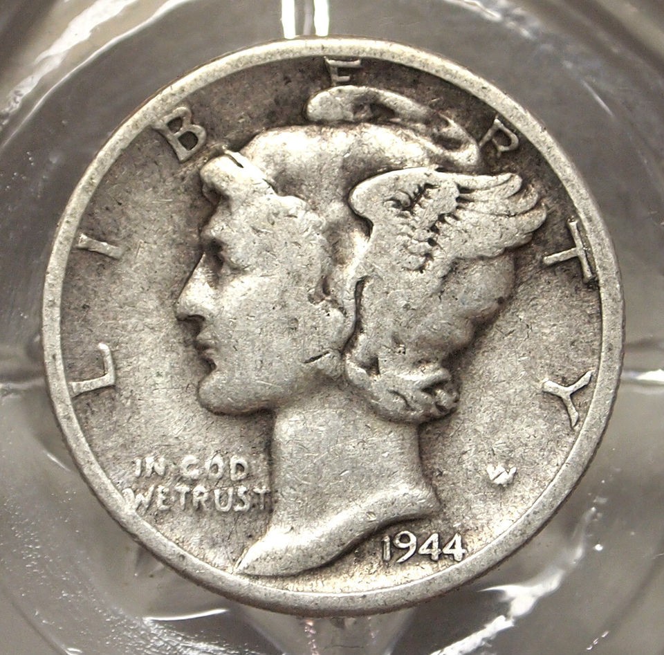 FINE 1944 D 90% SILVER WINGED LIBERTY (MERCURY DIME)#9421