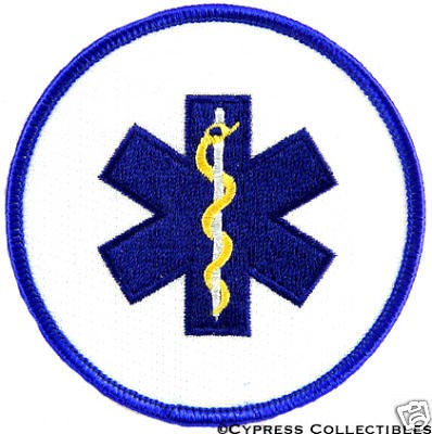 PARAMEDIC ROUND PATCH Star of Life Ambulance EMT/EMS embroidered IRON 