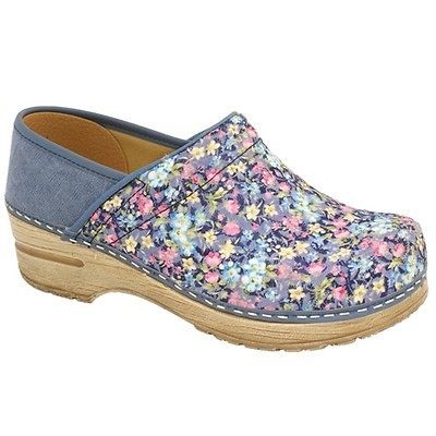 NEW $135 WOMENS SANITA PROF BELL VEGAN CLOG SHOES 453996 5 BLUE SZ 37 