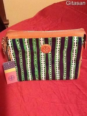 NEW AUTH TORY BURCH REVA COSMETIC CASE CLUTCH BAG PURSE CINDIE RIVER 