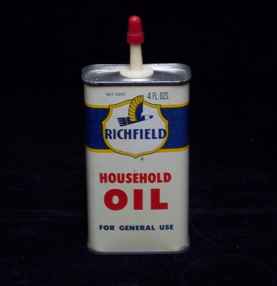 RARE VINTAGE 1960S RICHFIELD HOUSEHOLD OIL TIN EXCELLENT CONDITION