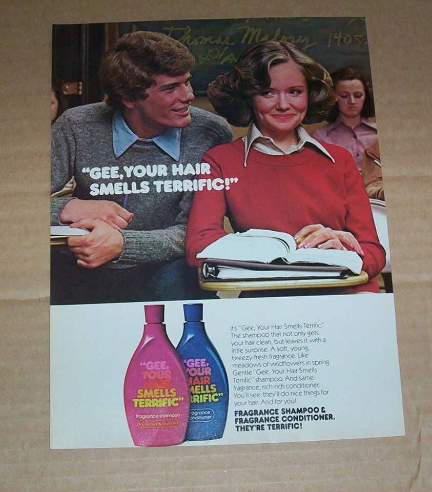     GEE Your Hair Smells Terrific school Girl Boy PHOTO PRINT ADVERT