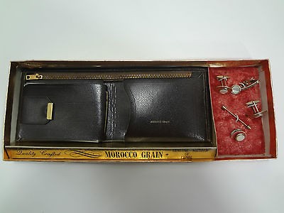 Mens Leather Bi Fold Wallet   Morocco Grain & Mother of Pearl 