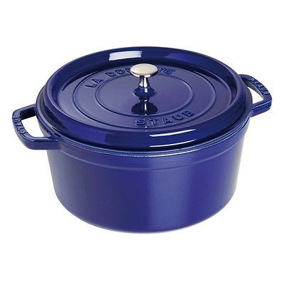 staub round cocotte 5 5qt dark blue one day shipping