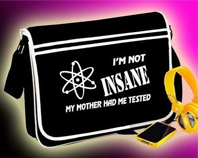 BIG BANG THEORY im not insane sheldon RETRO MESSENGER BAG t shirt in 