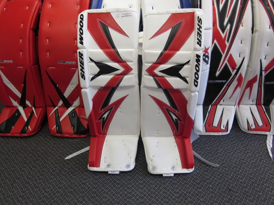 brand new 34 1 sherwood t100 mb30 goalie leg pads