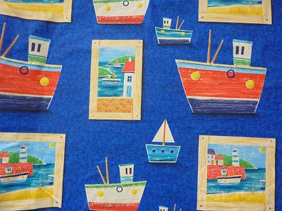 Penzance BOAT LIGHTHOUSE SEASIDE PRINT DEEP SEA BLUE BOYS CURTAIN 