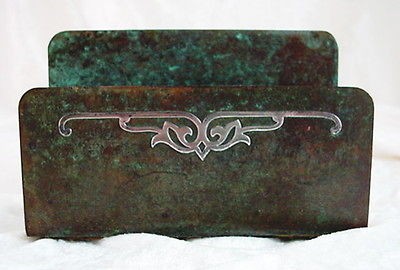   & CRAFTS Era HEINTZ ART METAL Bronze & Sterling Letter Rack Holder