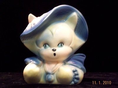 vintage hull china cat vase planter  time left