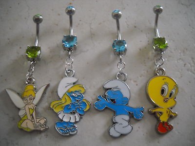 Choose 1 Smurfette Smurf Tinkerbell Tweety14g Belly Rin