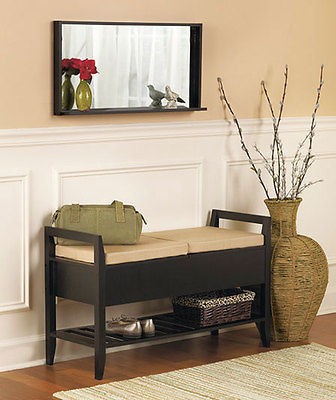 Decorative Bench Seat Cushions in Black Entryway Storage