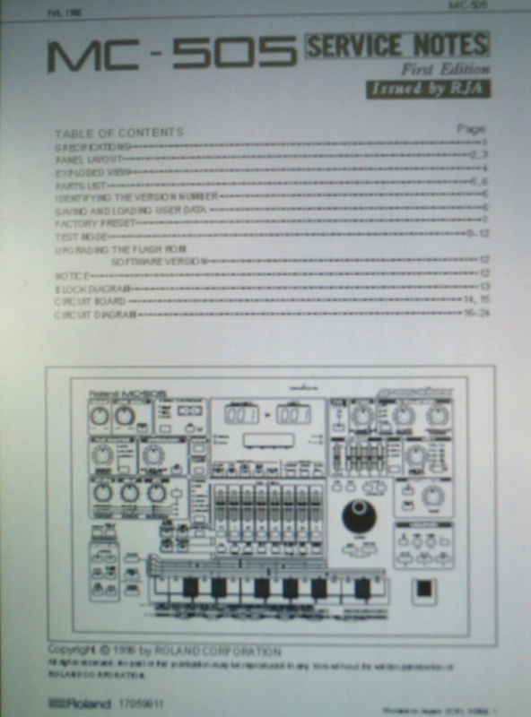 roland mc 505 groovebox service notes printed and bound from
