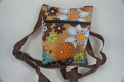 TAN BLUE MULTI DAISY FLOWERS MINI ANIME HARAJUKU HIPPIE CROSS BODY