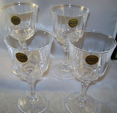   Arques France 4 Long Stemware Lead Crystal Goblets New w/ Box