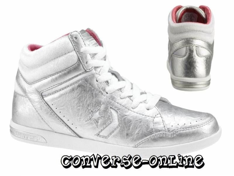 CONVERSE All Star METALLIC SILVER LADY WEAPON HI Boots Trainers SIZE 