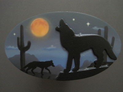   Howling Harvest Moon Rustic Southwestern Custom Trailer Hitch Cover