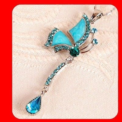 Newly listed Tinkerbell Blue Crystal Gift pendant necklace