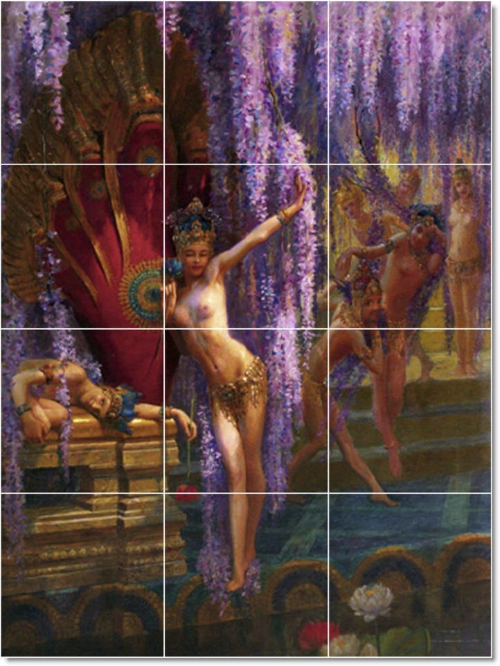   XL Gaston Bussiere Mythology Painting Ceramic Backsplash Tile Murals 1