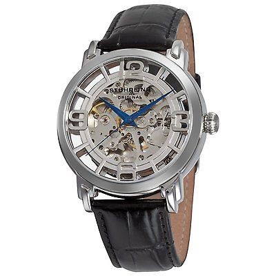 Stuhrling 165B2 331554 Winchester Auto Skeleton SS Case Black Leather 