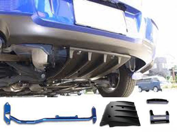 Subaru 06 STi Rear Diffuser w/ Cusco Rear Subframe Brace & Brackets 02 