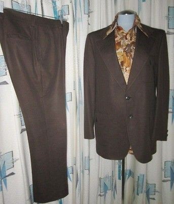   Vtg Mod Disco 2 Pc Large Lapel Leisure Goodfellows Suit by Lee Semon