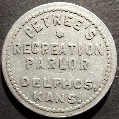   Parlor 5¢ merchant trade token   Delphos, Kansas/KS (Thomas