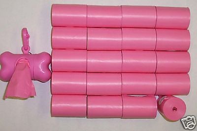 476 PINK PET DOG WASTE POOP BAGS / FREE DISPENSER