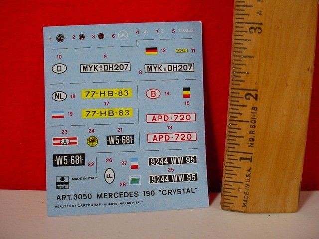 24 Decal MERCEDES 190 CRYSTAL ESCI 3050 MYK DH207 77 HB 83 APD 720 