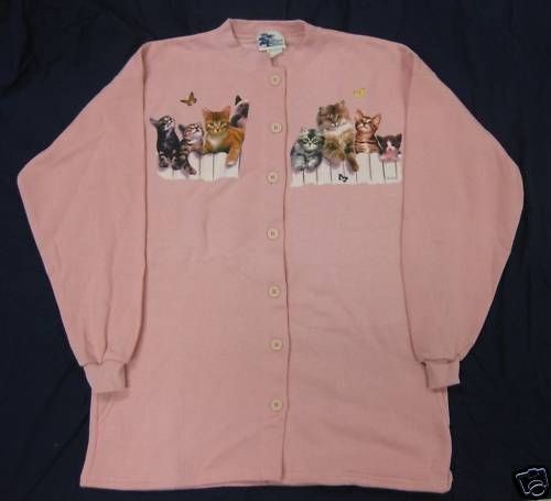 CAT CARDIGAN JACKET   SIZE LARGE   L (Sweatshirt)