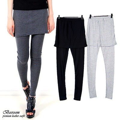 BEST Womens cotton band skirt leggings waist yoga pants lounge wear 