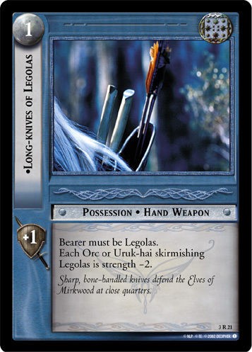 lotr tcg 3r21 long knives of legolas rotel nm foil