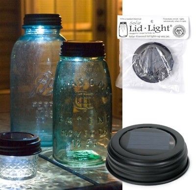 vintage mason canning fruit jar led solar lid light br