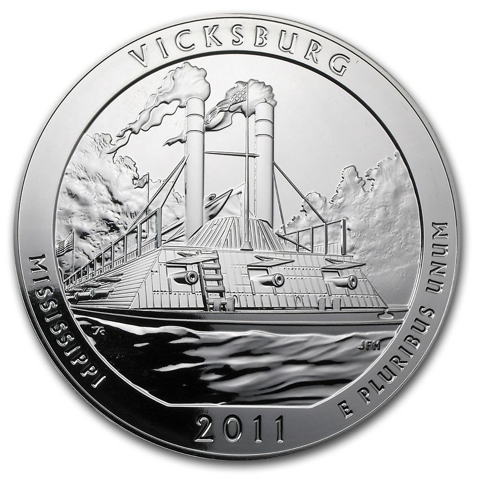 2011 5 oz Silver ATB Coin Vicksburg, MS   America the Beautiful