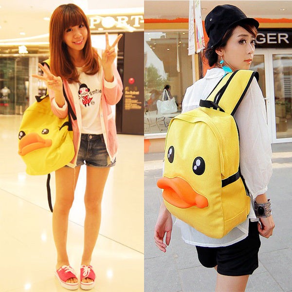 Women Duck 3 D Kids Teenage SchoolBag Canvas Backpack Travelling 