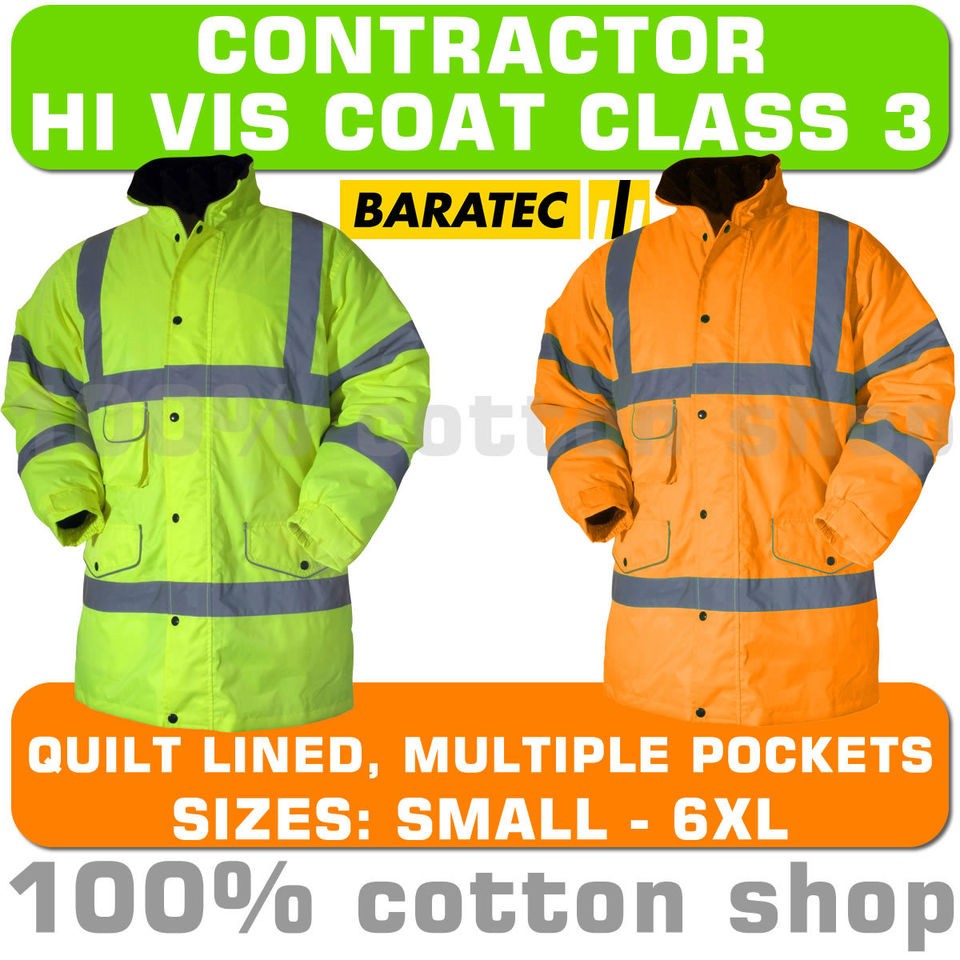 Baratec Hi Viz Vis Visibility Mens Yellow Orange CONTRACTOR Jacket 