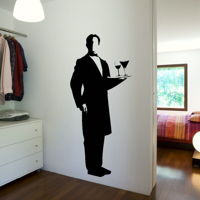 WAITER JEEVES BUTLER MAID WALL ART DECAL STICKER kids vinyl stencil 