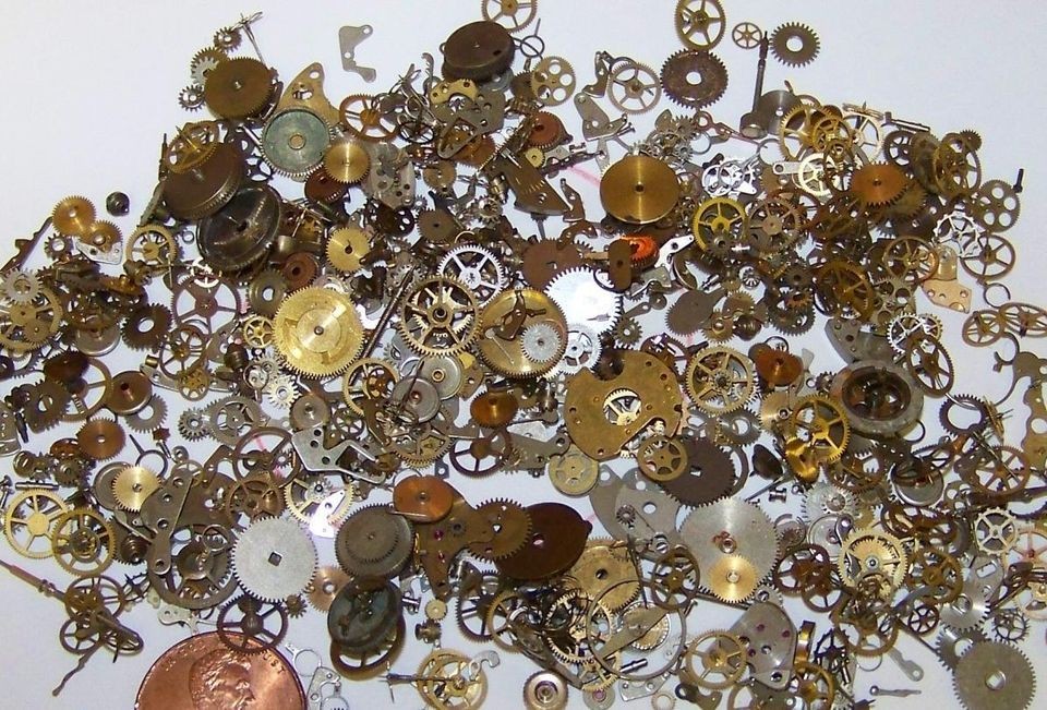 10g Lot Old Steampunk Watch Parts 150+ Pieces Vintage Antique Gears 