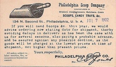 1902 PHILADELPHIA SCOOP CO*GROCERS*CONFECTIONERS*BUTCHERS*GRAIN*CANDY 