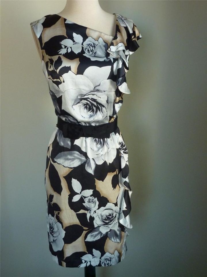 NWT WHITE HOUSE BLACK MARKET Rose Ruffle Silk Dress 6 ( S or M ) $160 