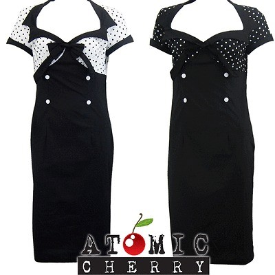 polka dot pencil dress pin up 40s 50s rockabilly retro