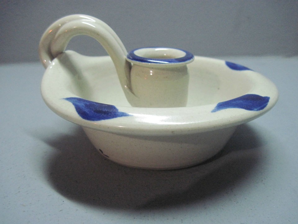 WILLIAMSBURG POTTERY SALT GLAZE SINGLE CANDLE STICK HOLDER (0030)