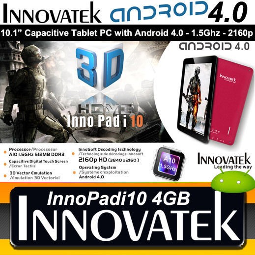 4GR Innovatek InnoPadi10 10.1 Tablet PC 1.5Ghz 2160p HDMI Capacitive 