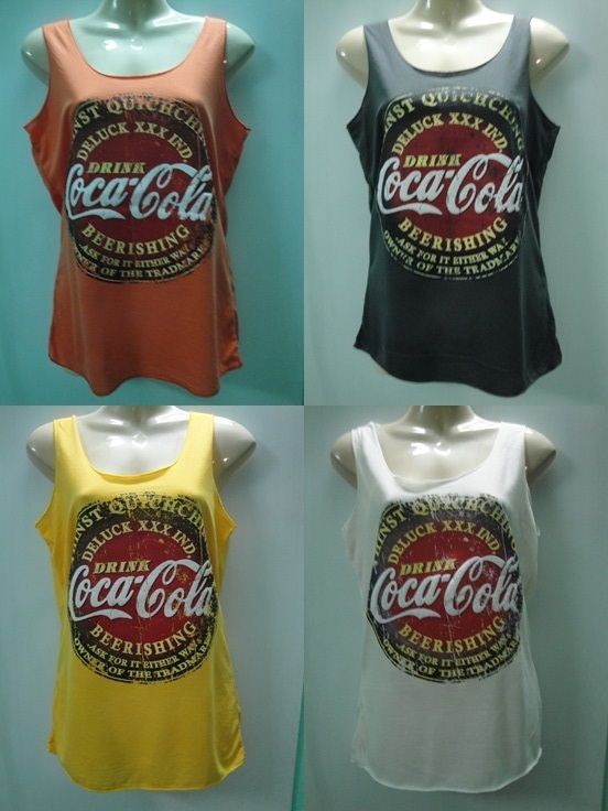 lady women s t shirt tank top cotton coca cola print