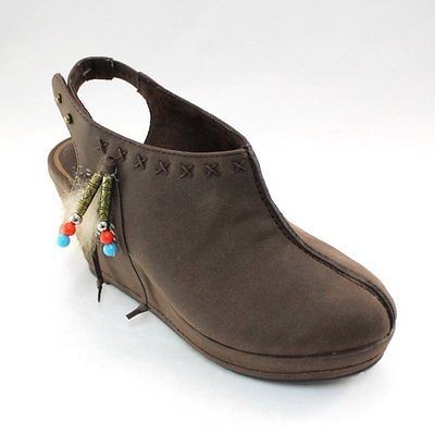 Yellow Box CARMITA DK BROWN Closed Toe Wedge Clog Bootie Slingback 