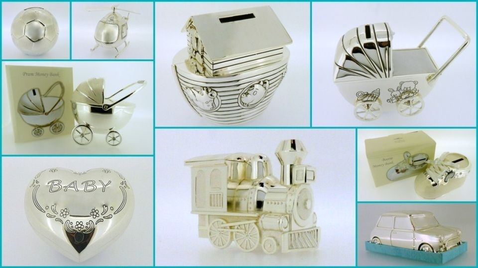 New Silver Plated Money Box New Born Baby Christening Gift Birthday 