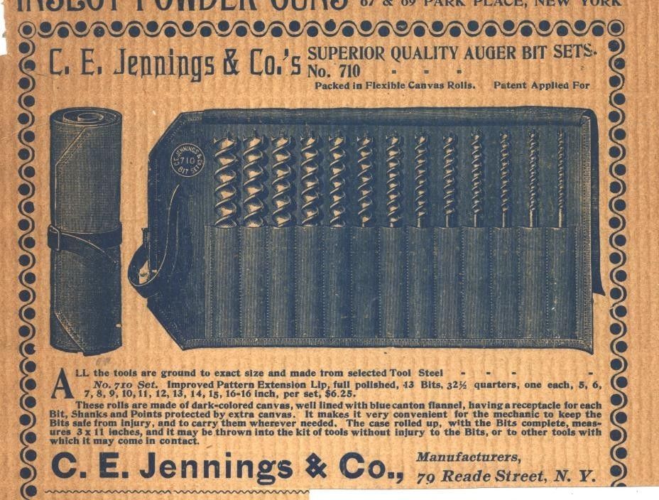 1896 a ad jennings co auger bit sets 710