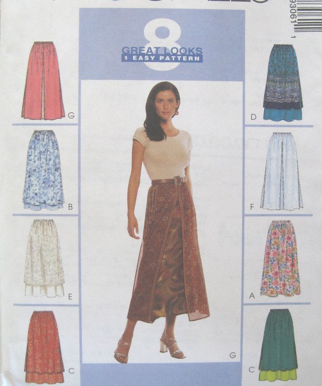 Misses Long A Line Skirt Sewing Pattern Elastic Waist Overskirt 